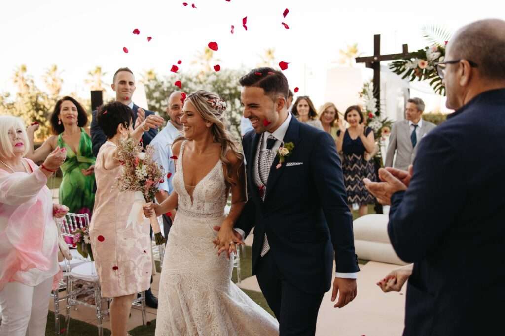 Pétalos y arroz boda